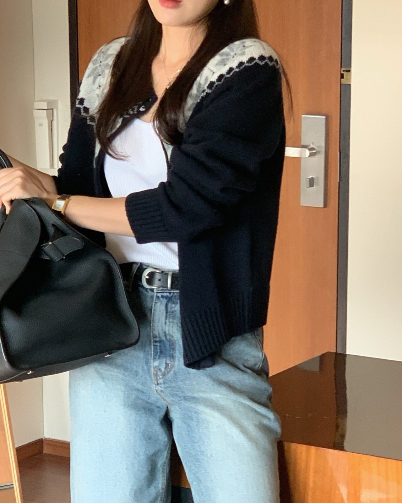 오타루 눈꽃 자가드 가디건 상세 이미지 2
