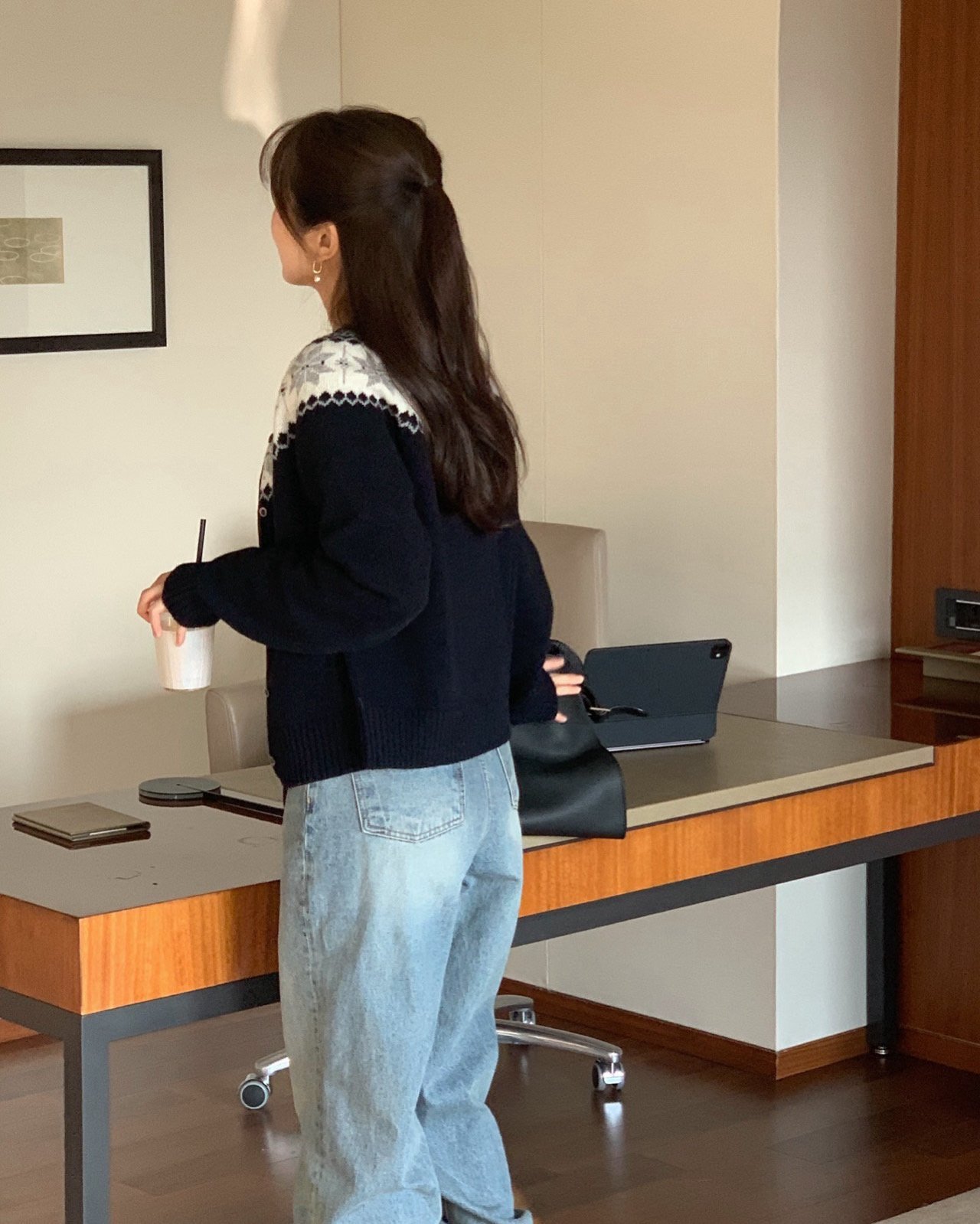 오타루 눈꽃 자가드 가디건 상세 이미지 9