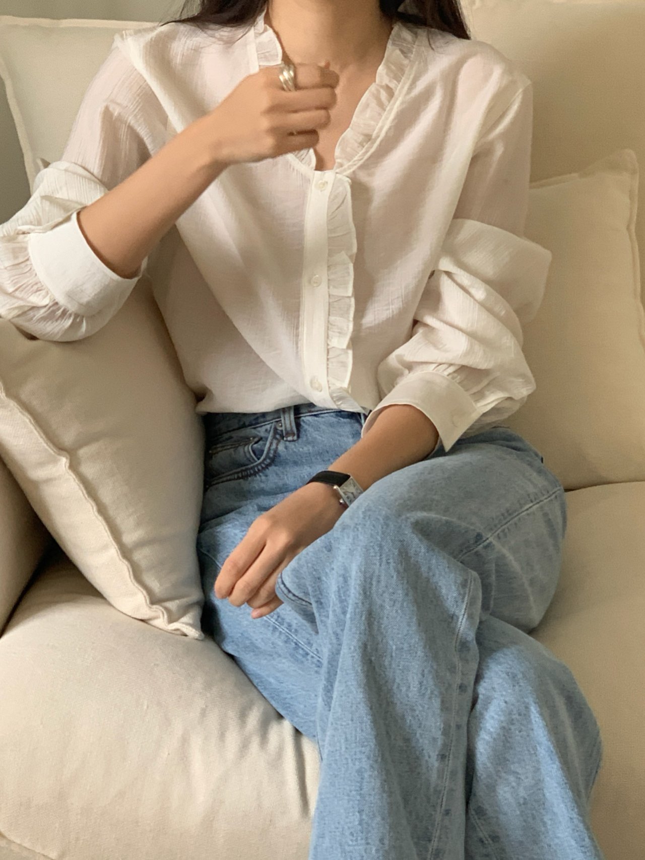 오브 레이스 블라우스 상세 이미지 5