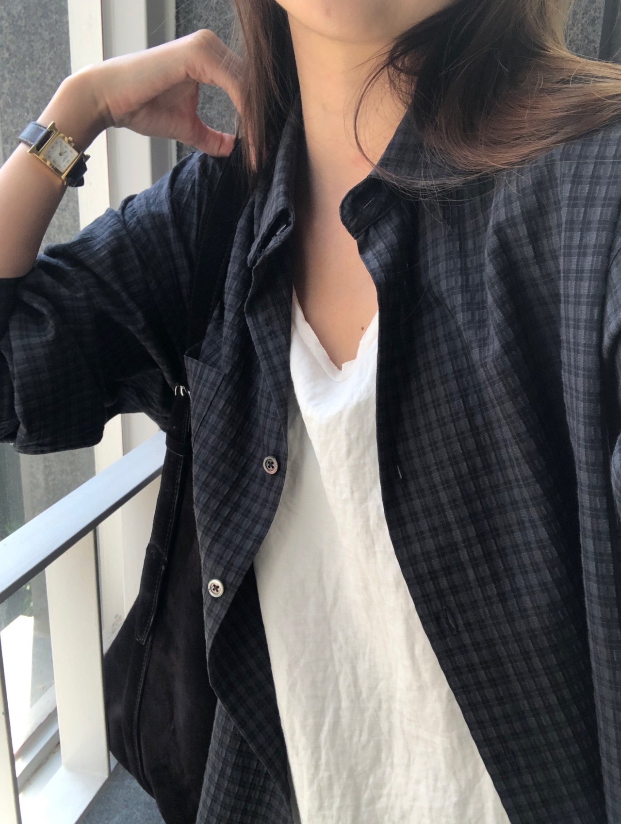 패딩턴 켈시체크 셔츠 착용 컷