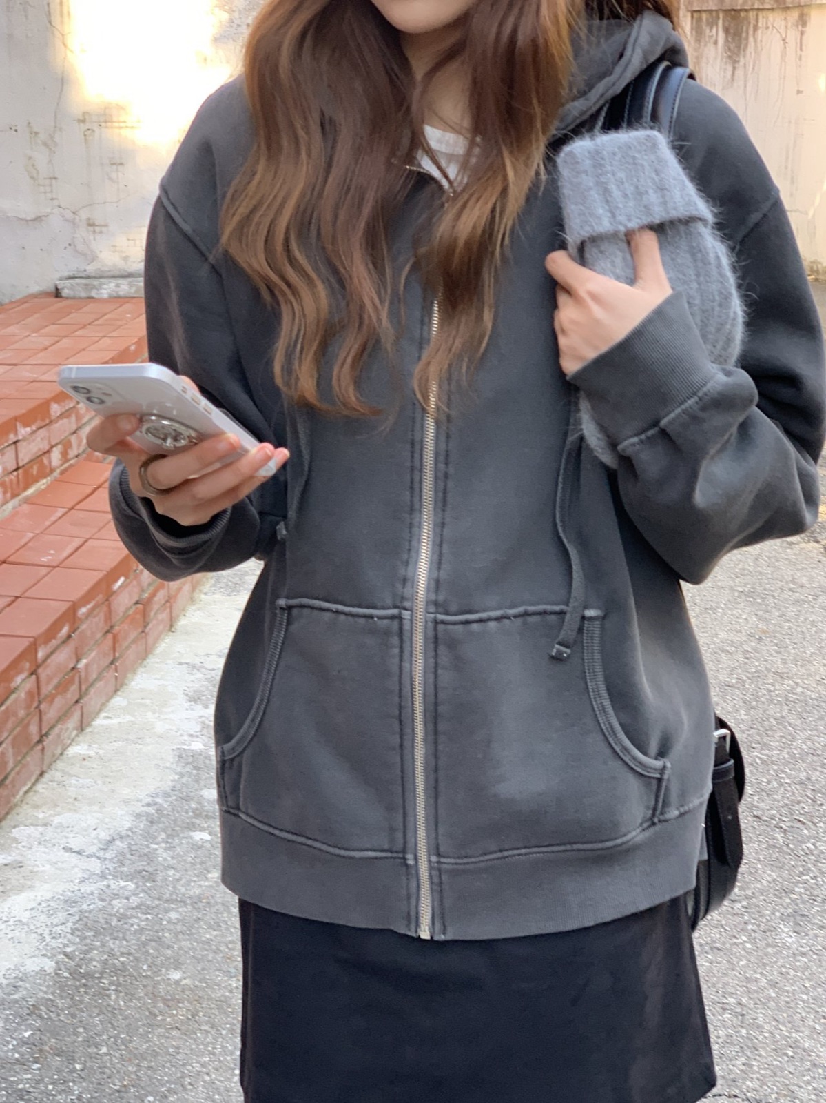 피그먼트 기모 다잉 후드집업 상세 이미지 7