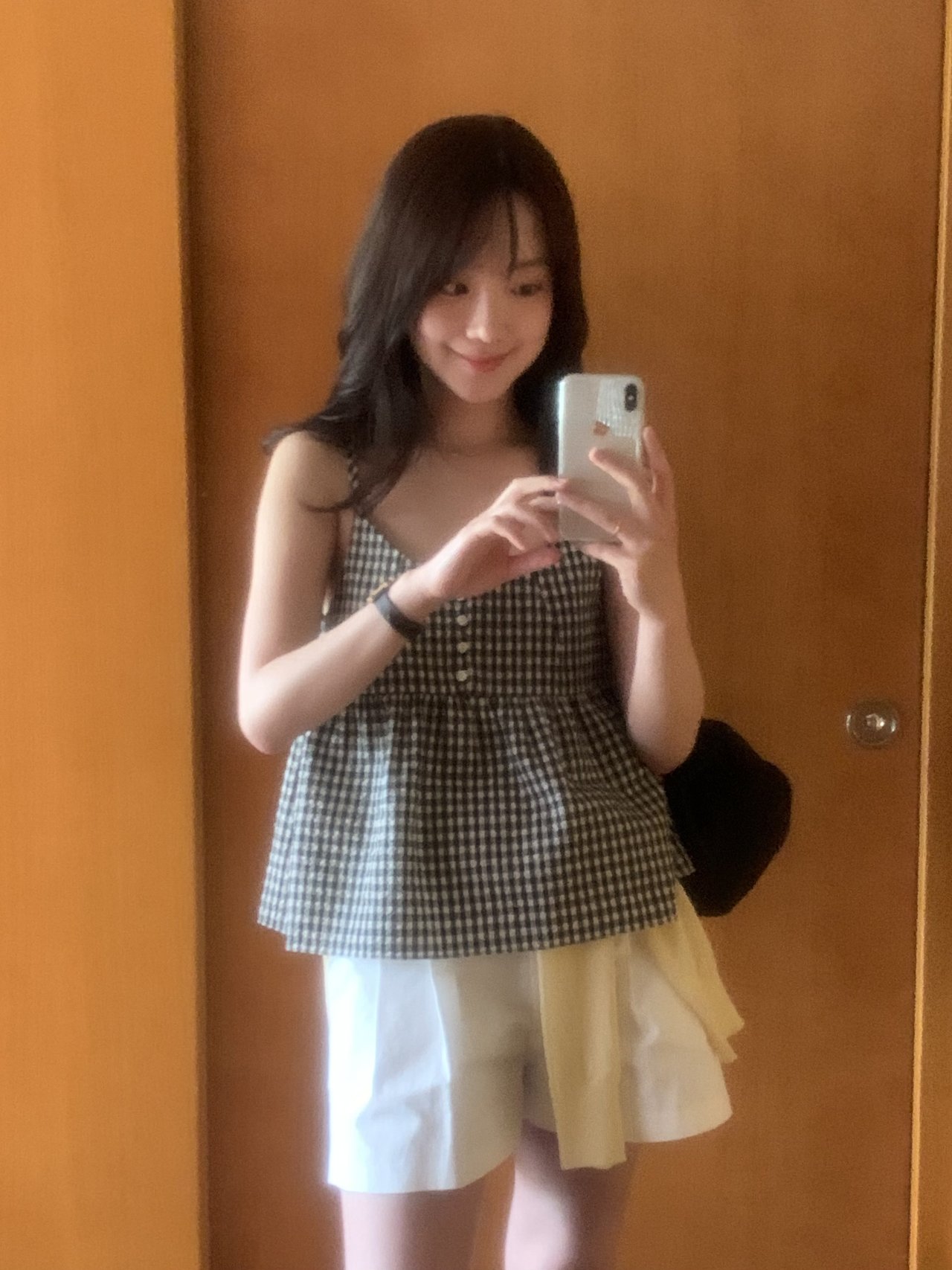 포이 체크 나시 블라우스 상세 이미지 4