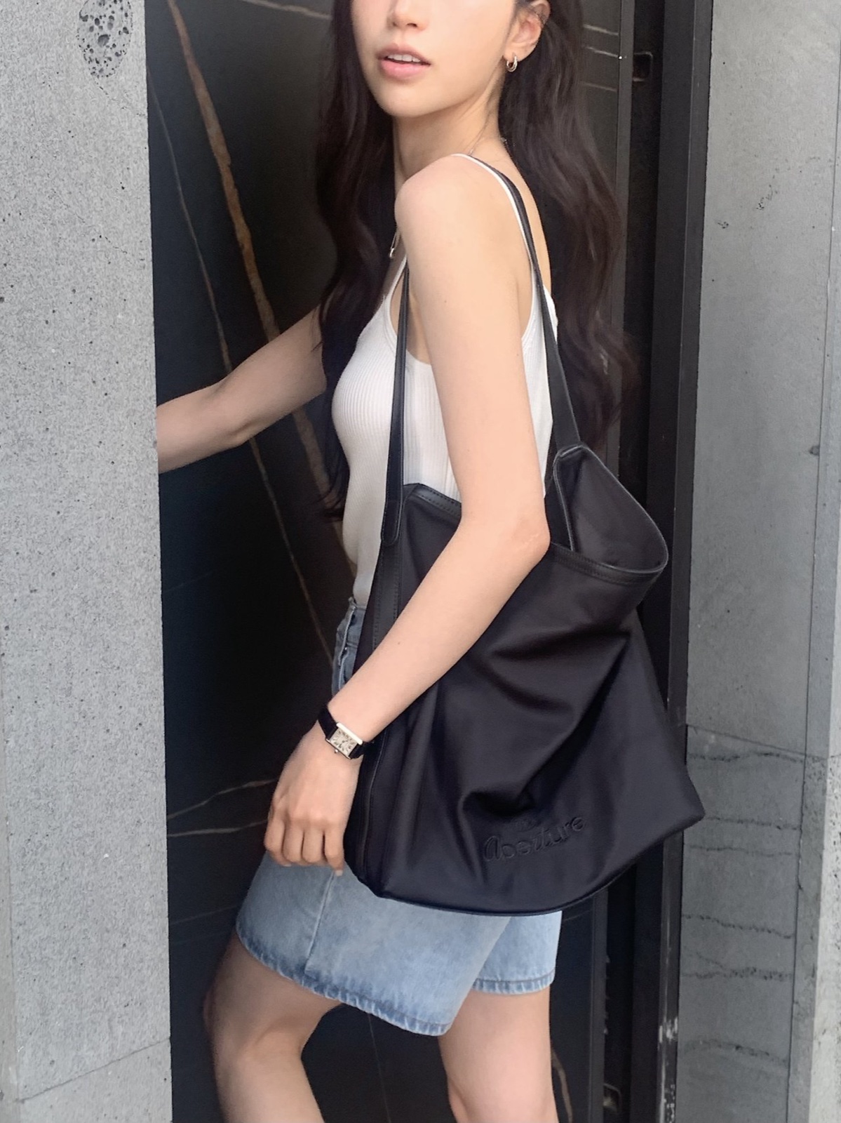 포이 가이하라 하프 데님 상세 이미지 2