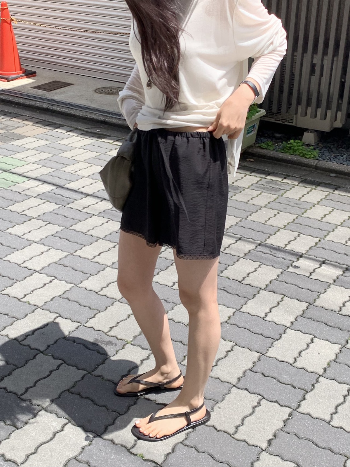 퓨어 레이스 하프 밴딩 팬츠 상세 이미지 1