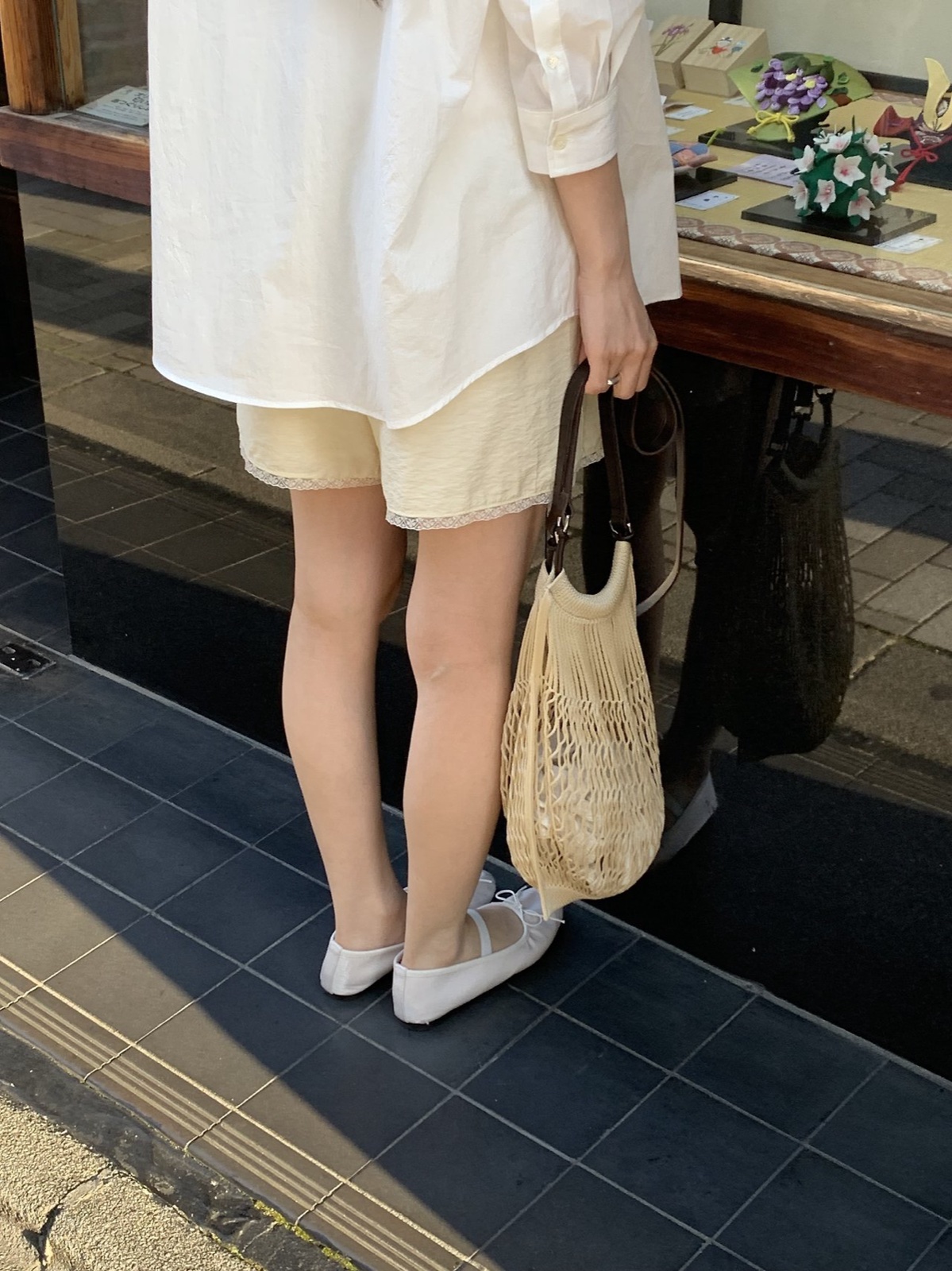 퓨어 레이스 하프 밴딩 팬츠 상세 이미지 5