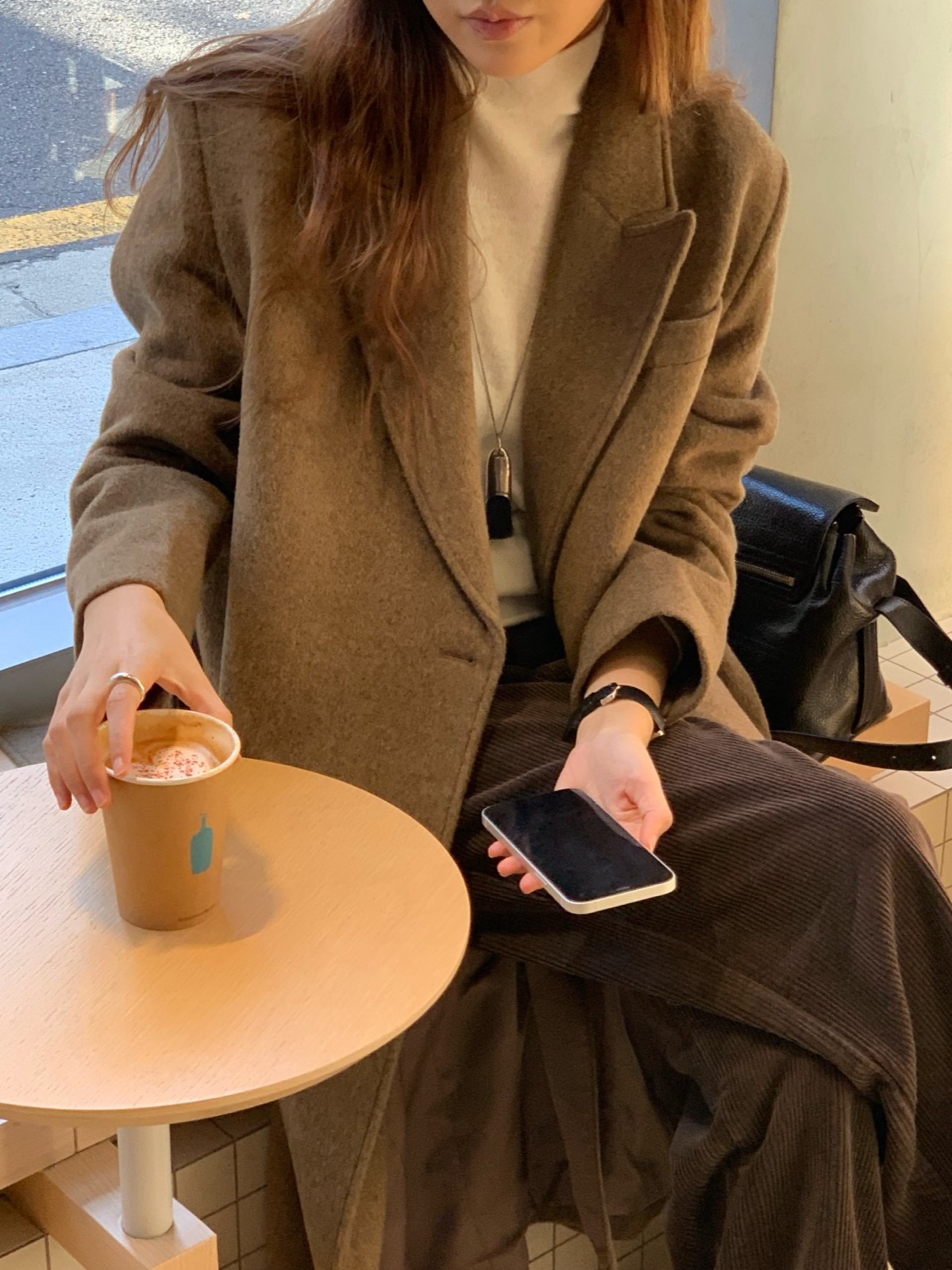 론드 카멜 더블위브 롱 코트 상세 이미지 1