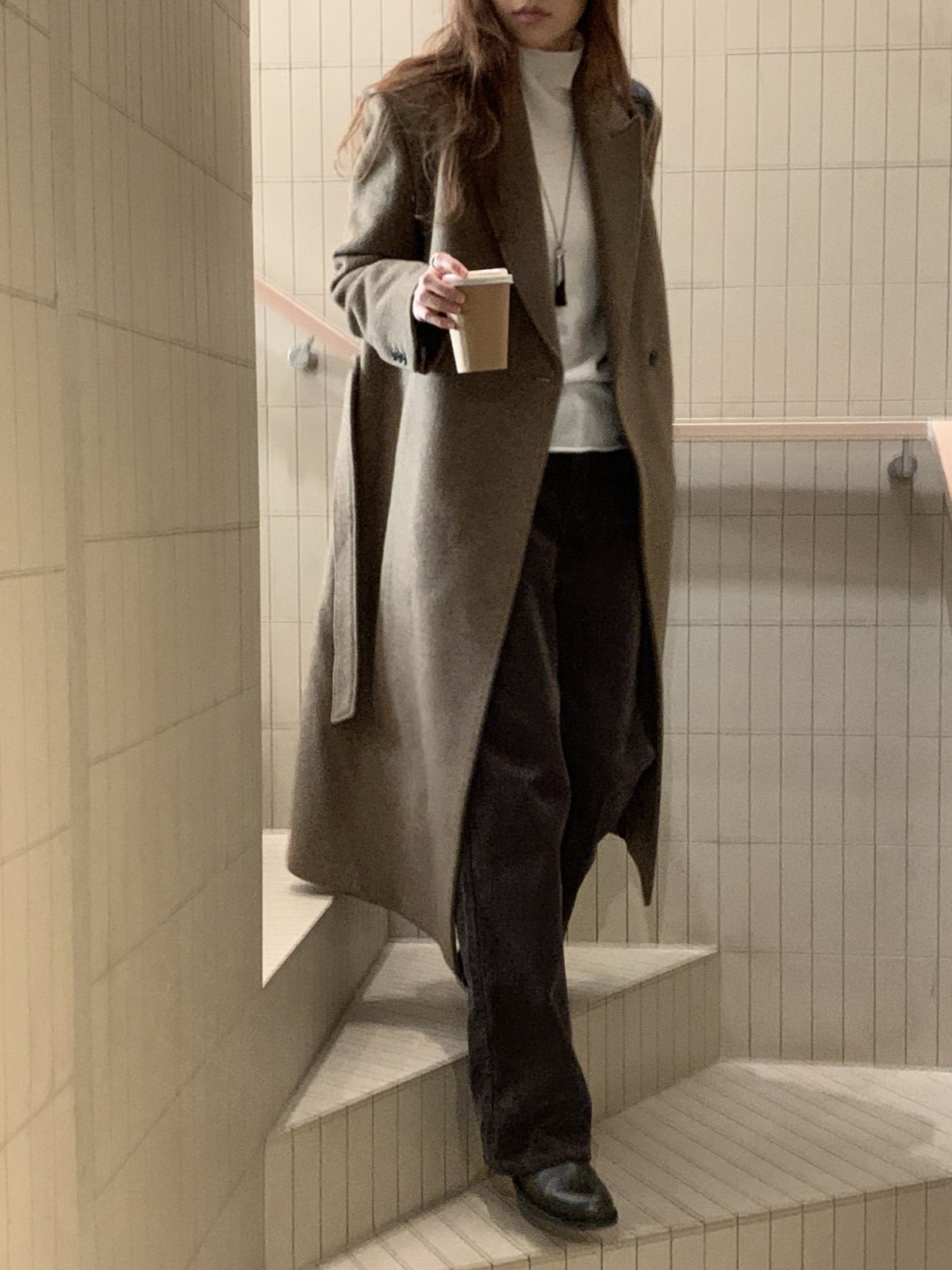 론드 카멜 더블위브 롱 코트 상세 이미지 3