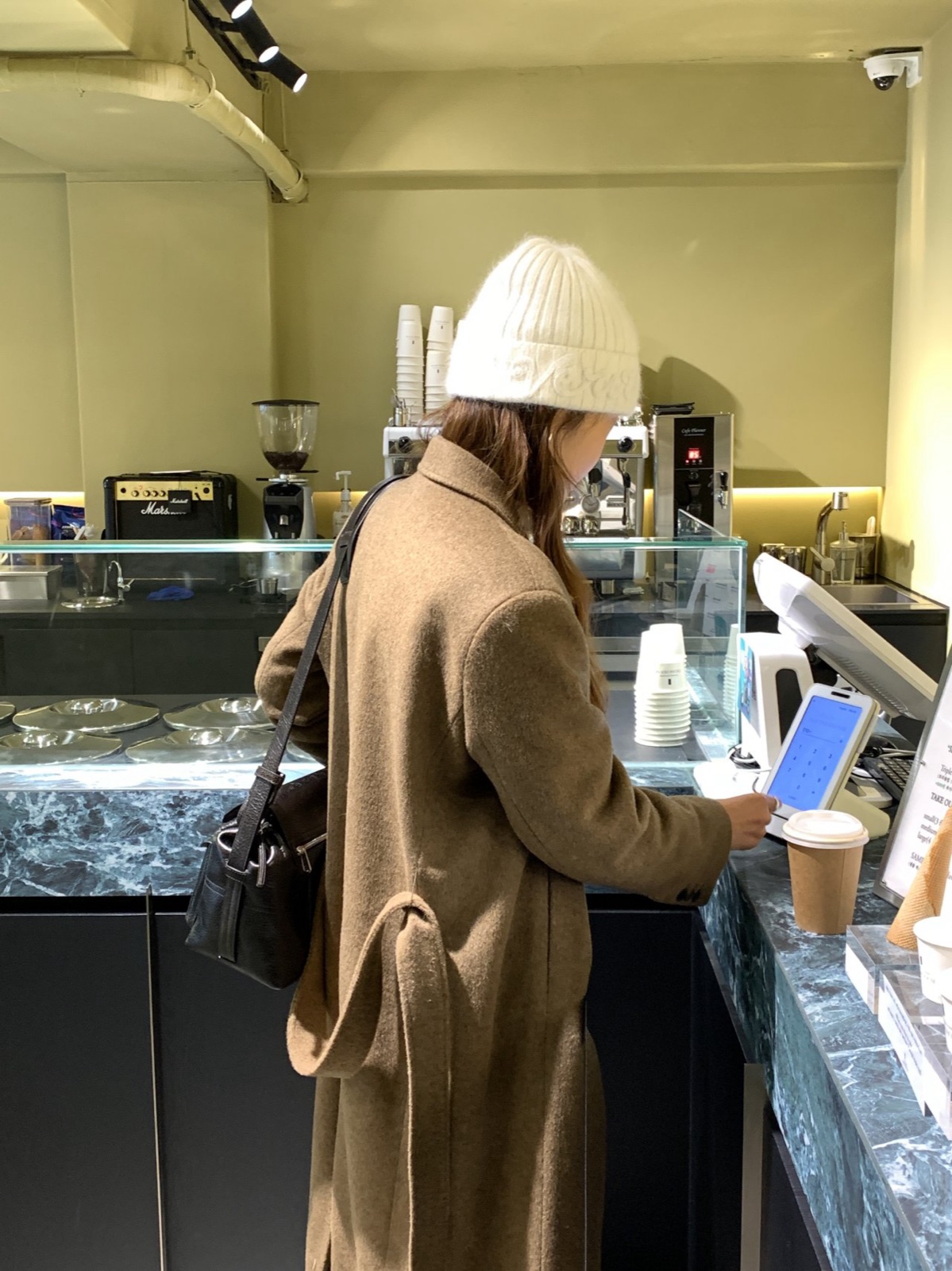 론드 카멜 더블위브 롱 코트 상세 이미지 7