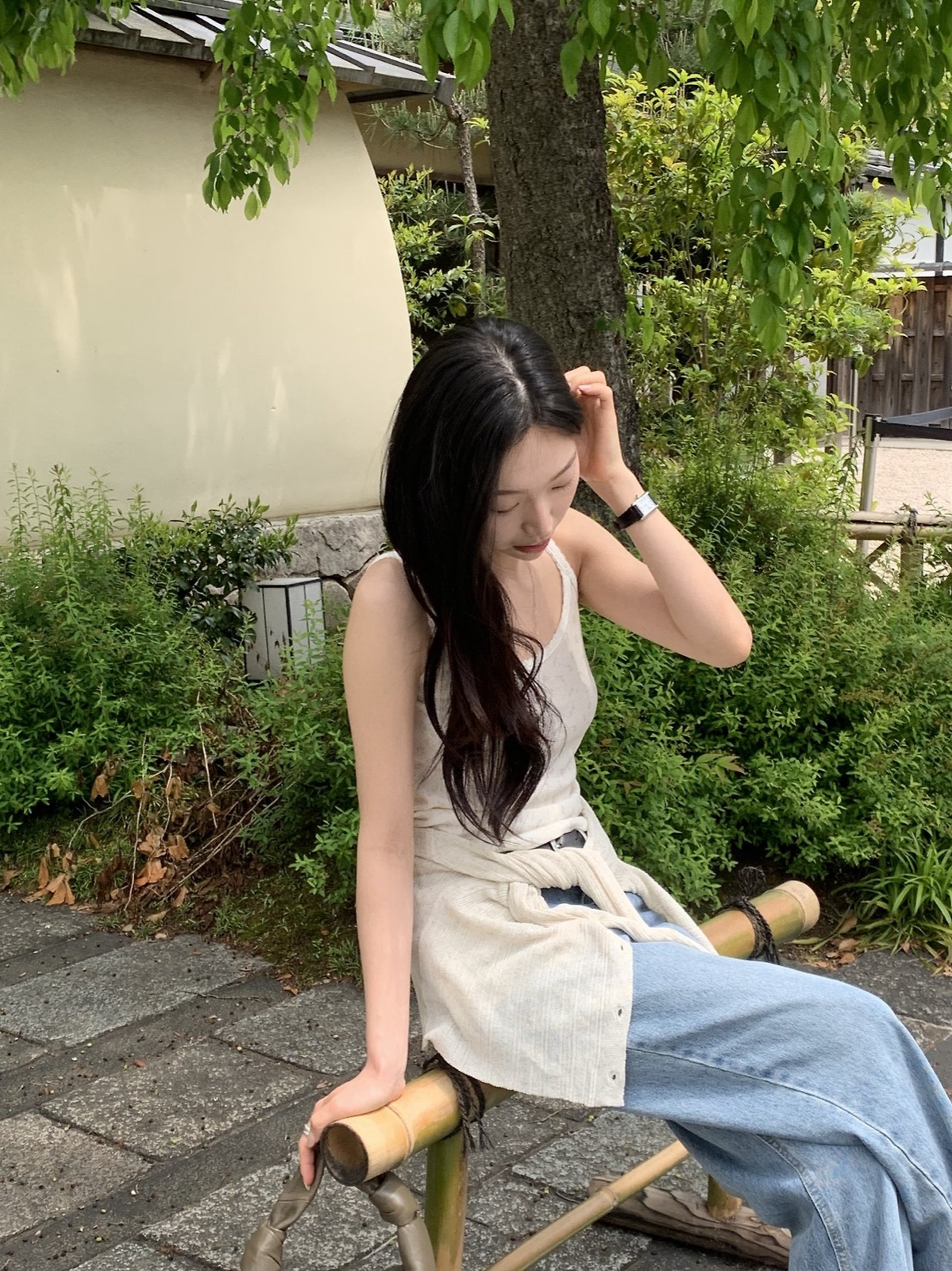 로즈 펀칭 레이스 슬리브리스 상세 이미지 6