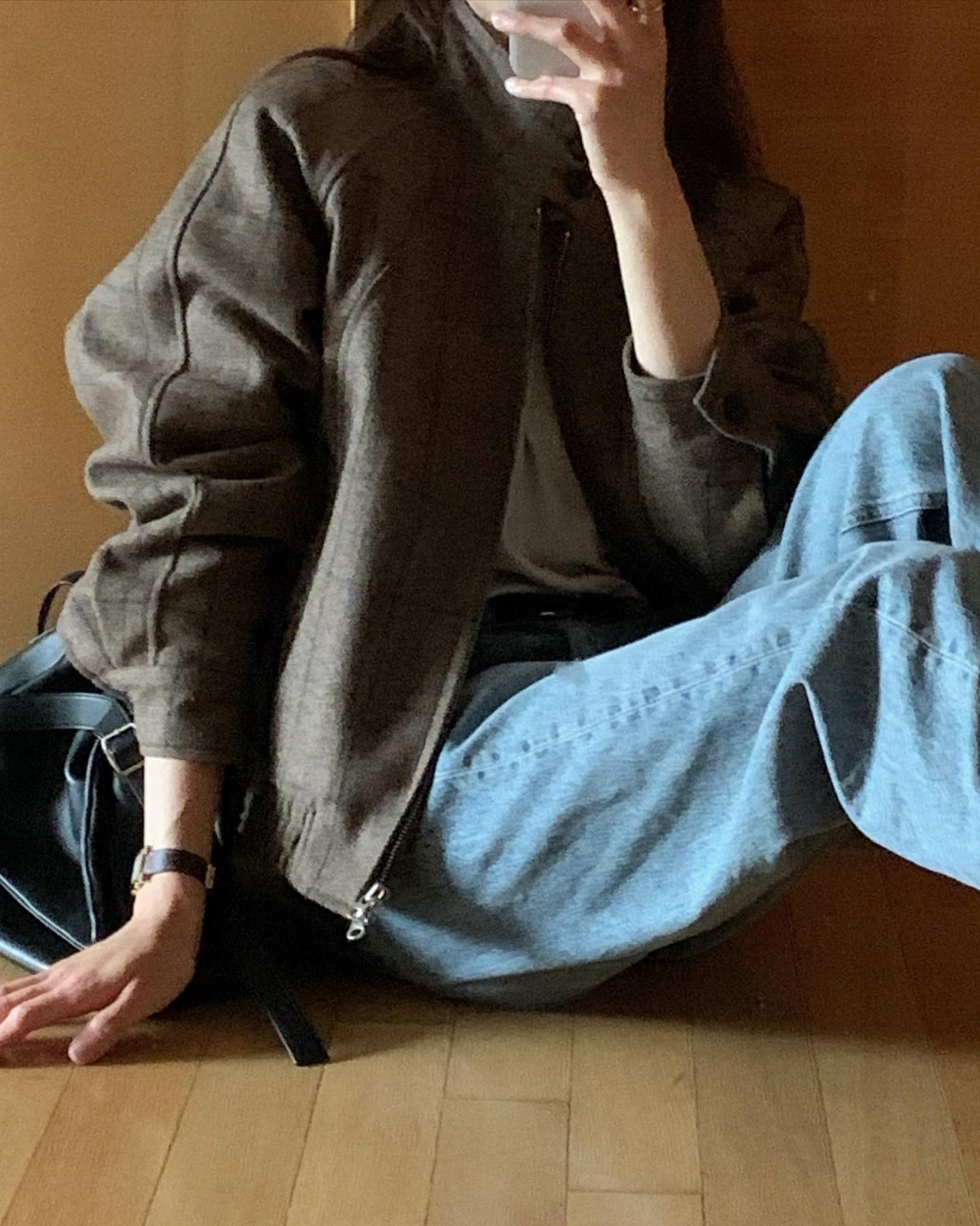 로우 하이넥 패딩 블루종 (3온스 퀼팅 내피) 상세 이미지 2