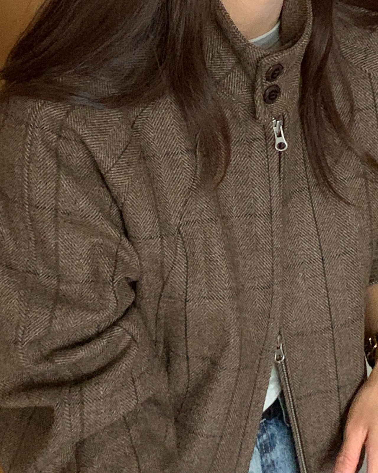 로우 하이넥 패딩 블루종 (3온스 퀼팅 내피) 상세 이미지 4