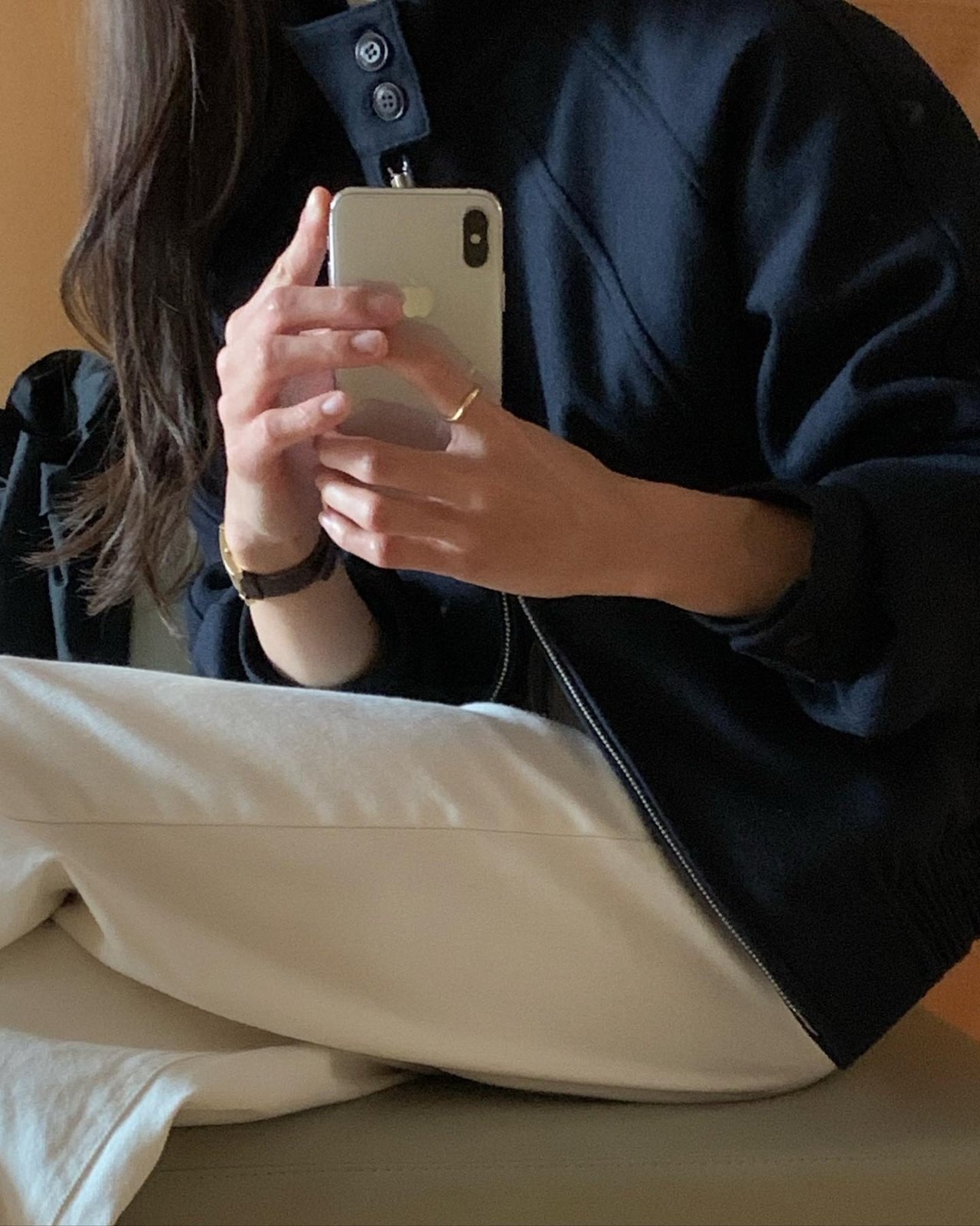 로우 하이넥 패딩 블루종 (3온스 퀼팅 내피) 상세 이미지 5