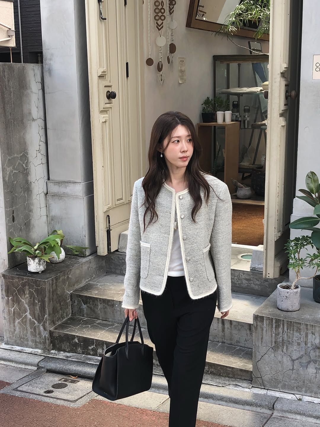 로웬 배색 트위드 자켓 상세 이미지 3