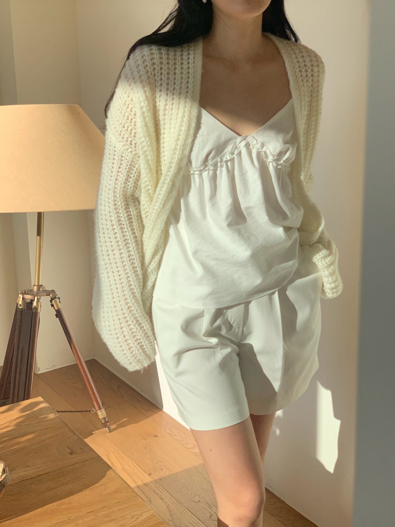 러셀 에어울 오픈 가디건 착용 컷