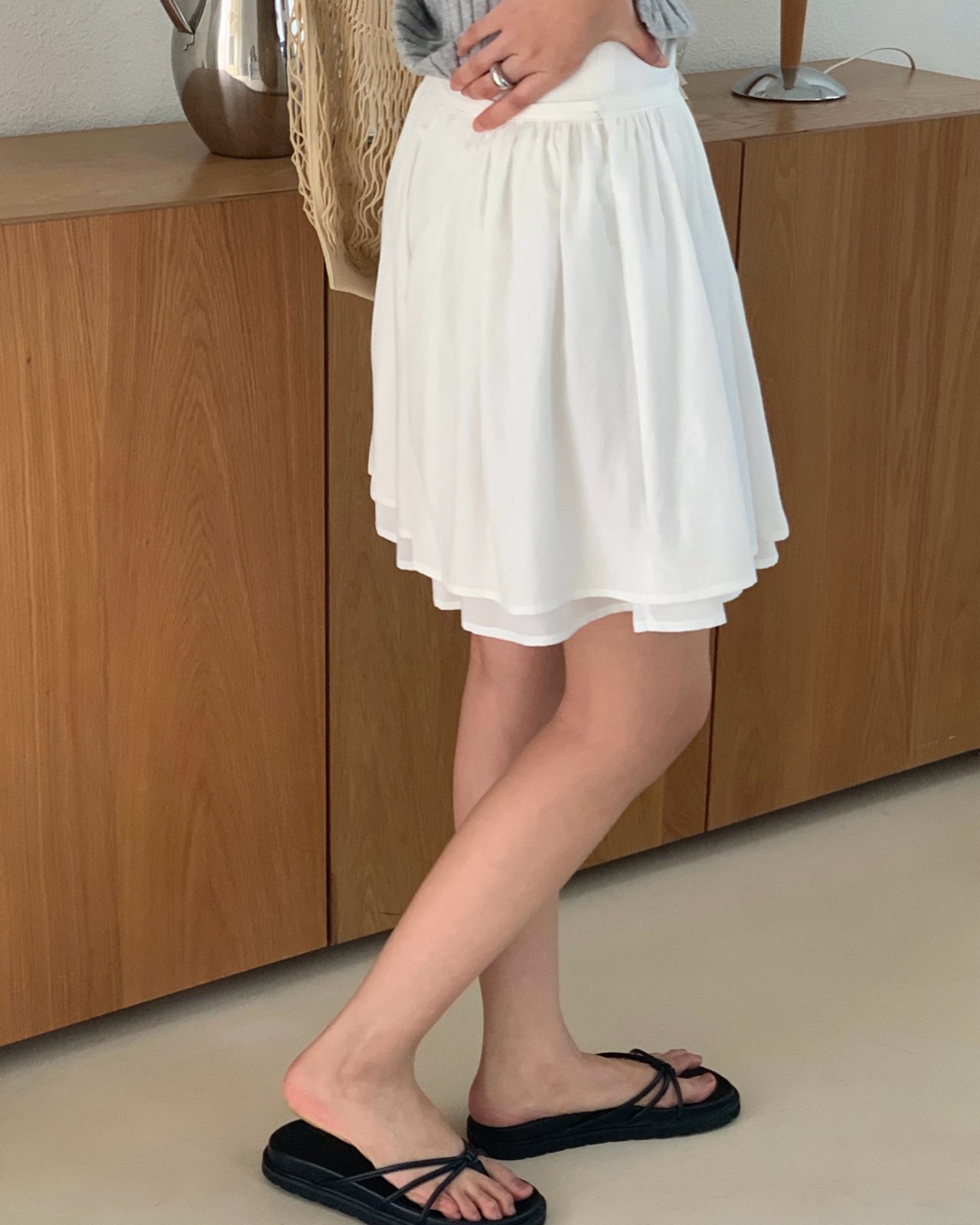셀리 레이어드 텐셀 숏 스커트