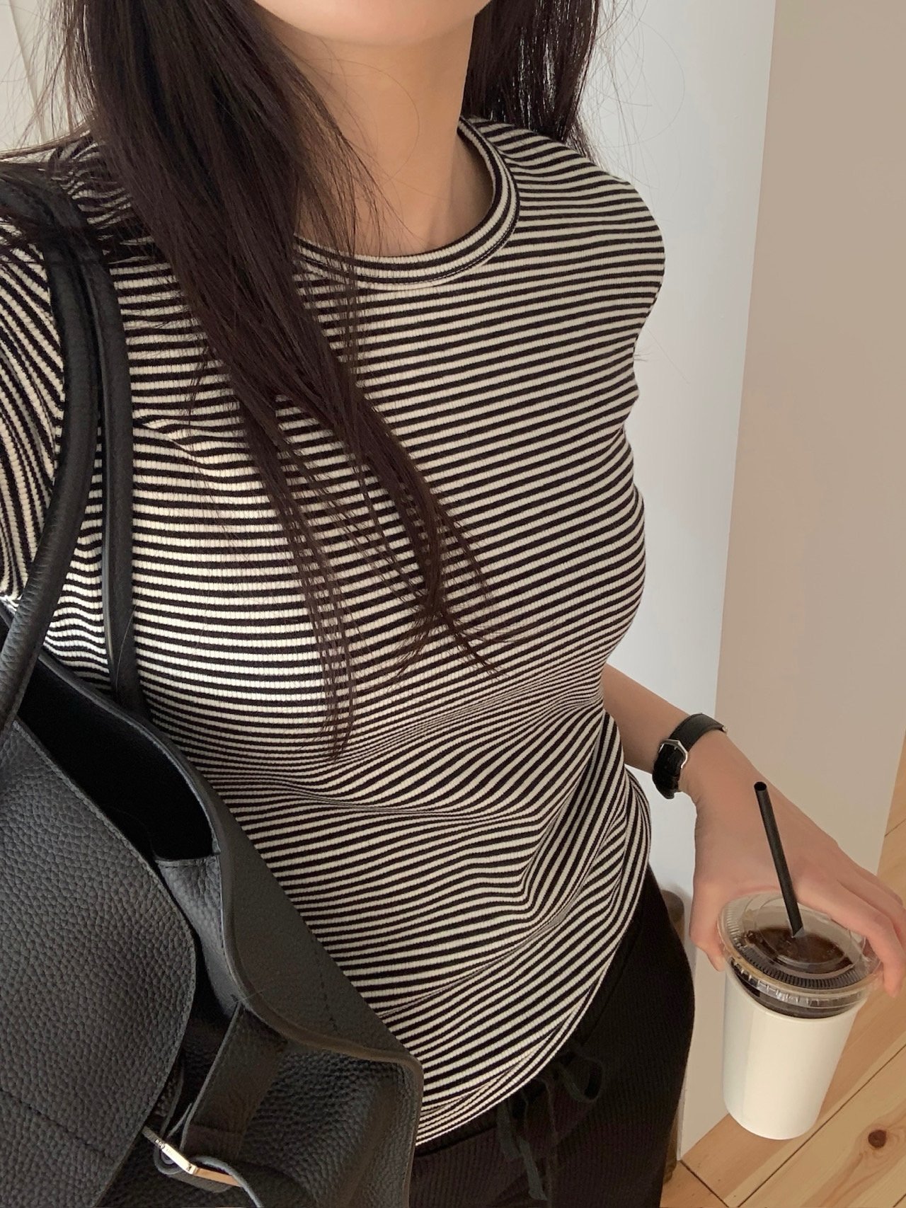 시어 스트라이프 7부 티셔츠 상세 이미지 1