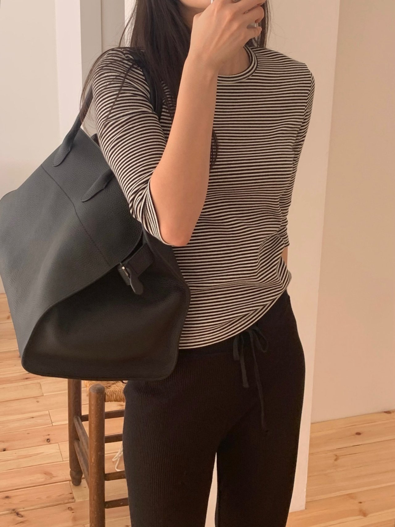 시어 스트라이프 7부 티셔츠 상세 이미지 4