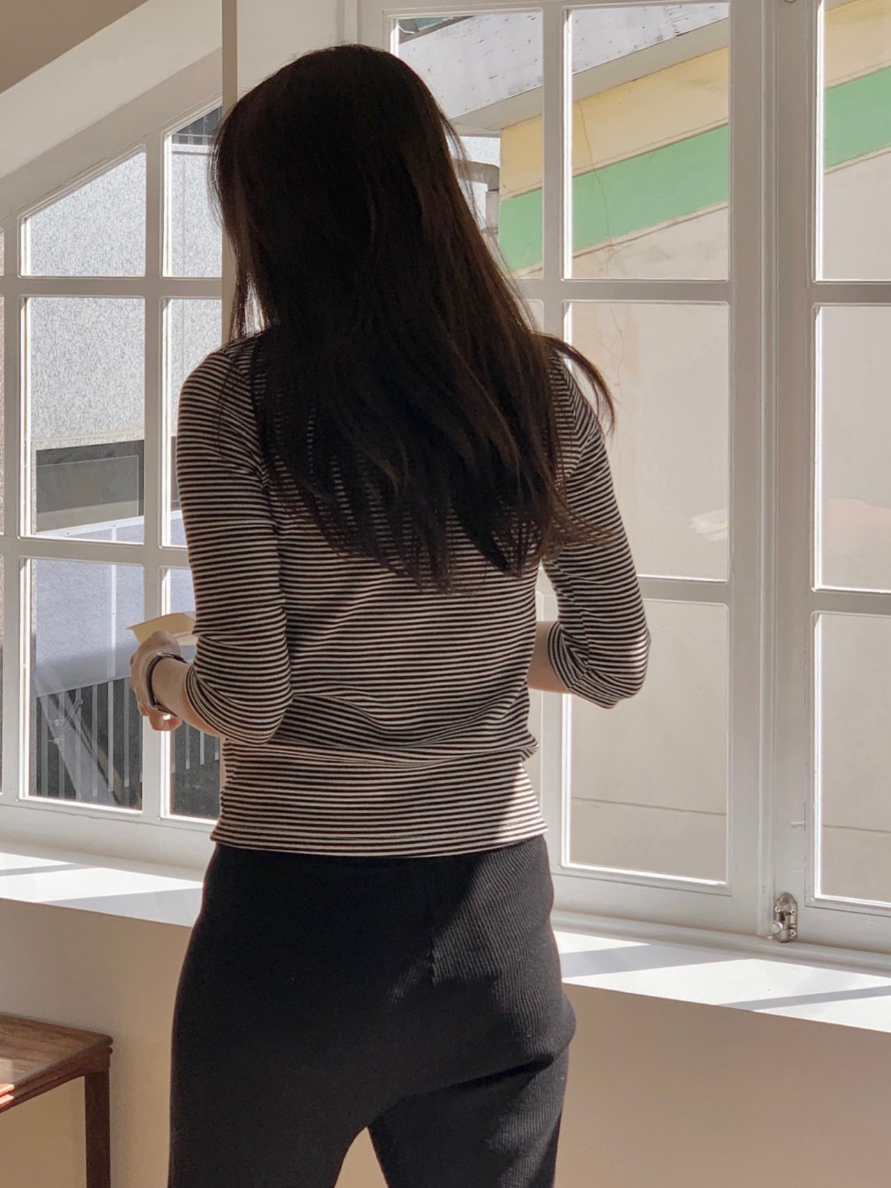 시어 스트라이프 7부 티셔츠 상세 이미지 5