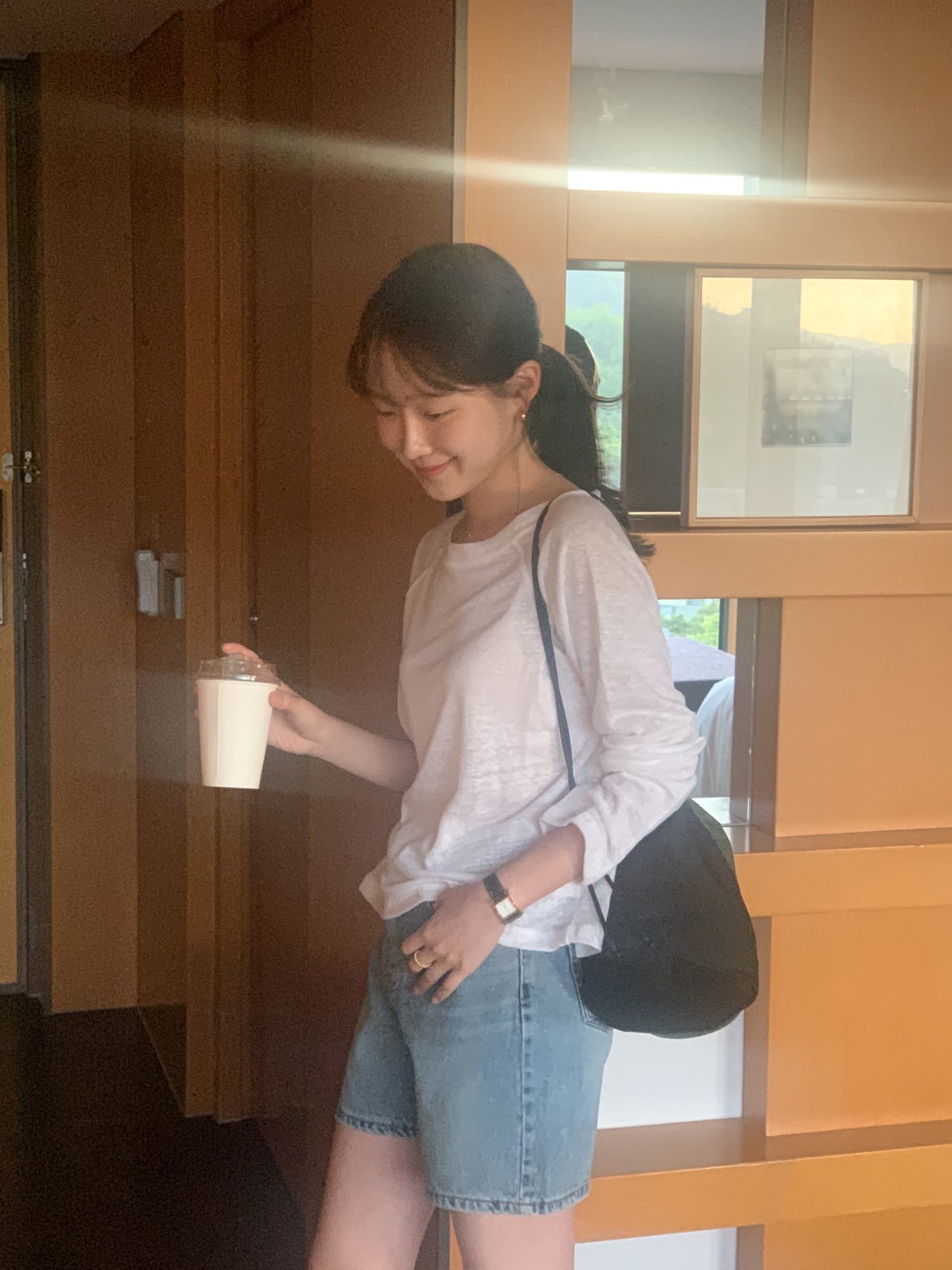 심플 린넨 라운드 긴팔 티셔츠 상세 이미지 5