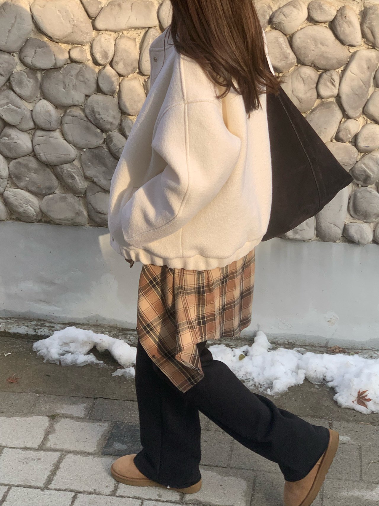 스노우 울 부클 누빔패딩 블루종 상세 이미지 2
