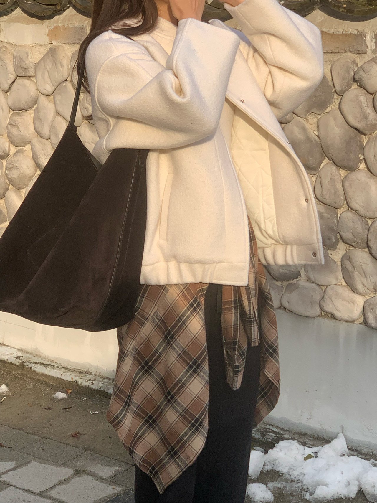 스노우 울 부클 누빔패딩 블루종 상세 이미지 3