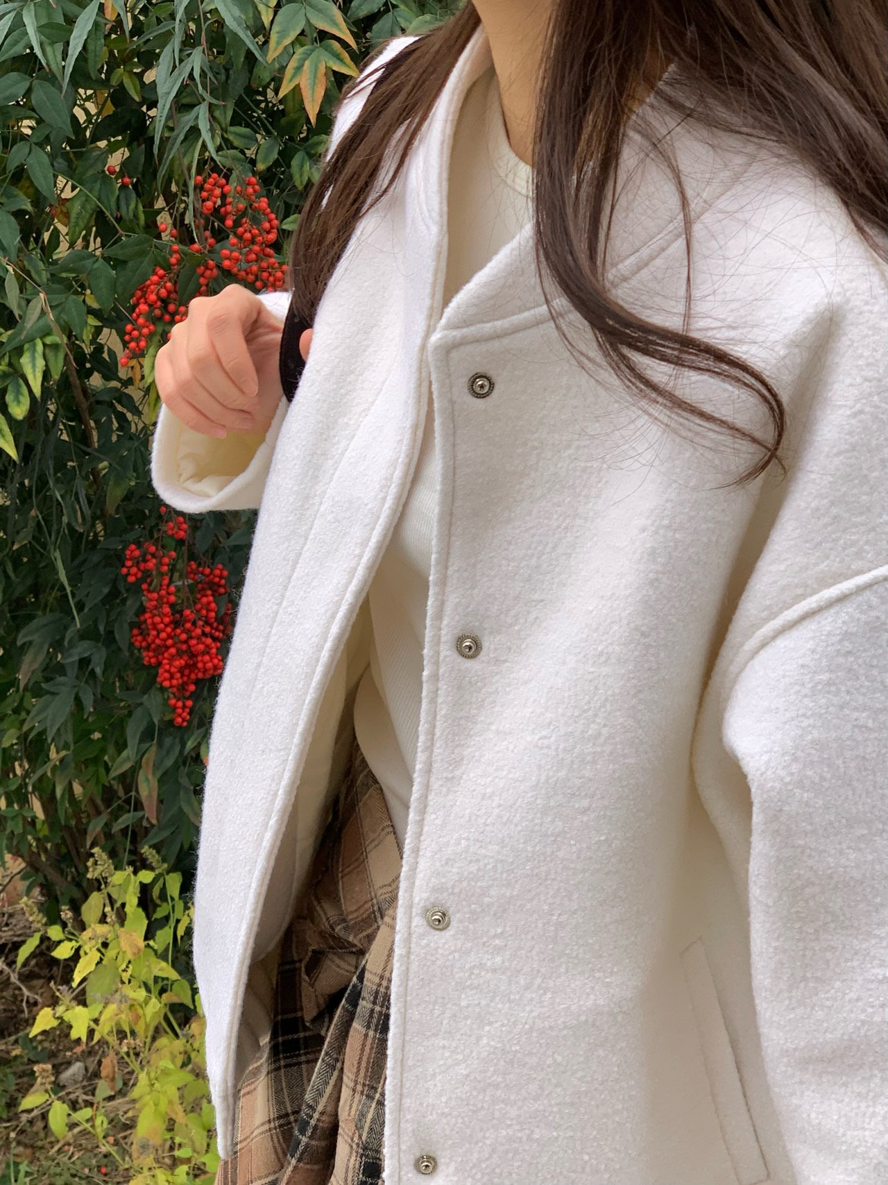 스노우 울 부클 누빔패딩 블루종 상세 이미지 5