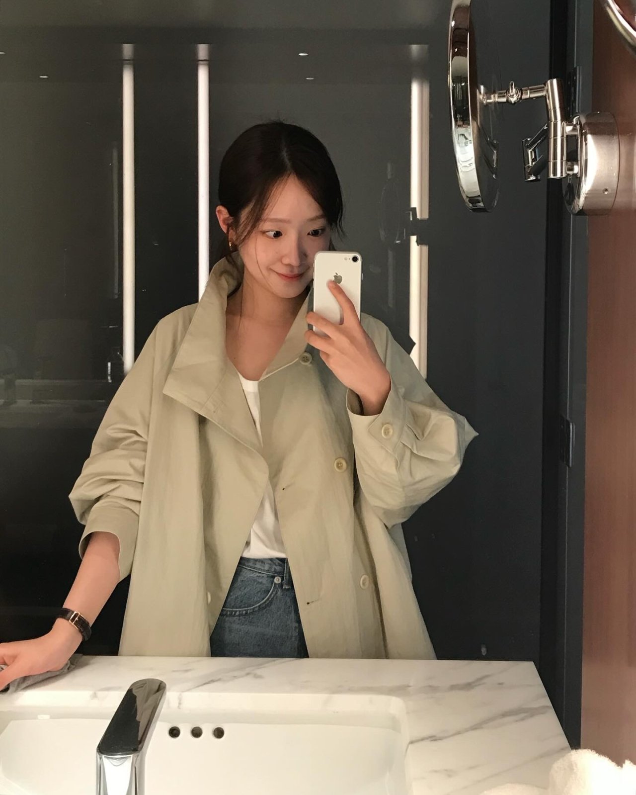썸머 하이넥 더블 트렌치코트 상세 이미지 9
