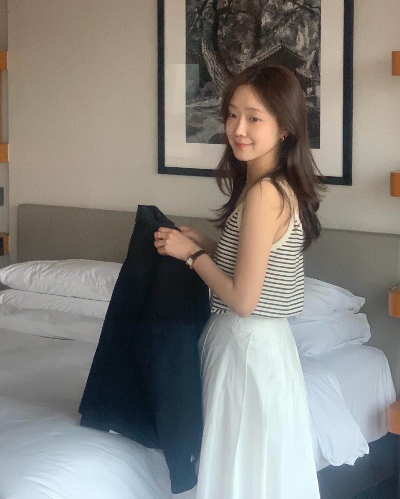 유니 스트라이프 슬리브리스 상세 이미지 2
